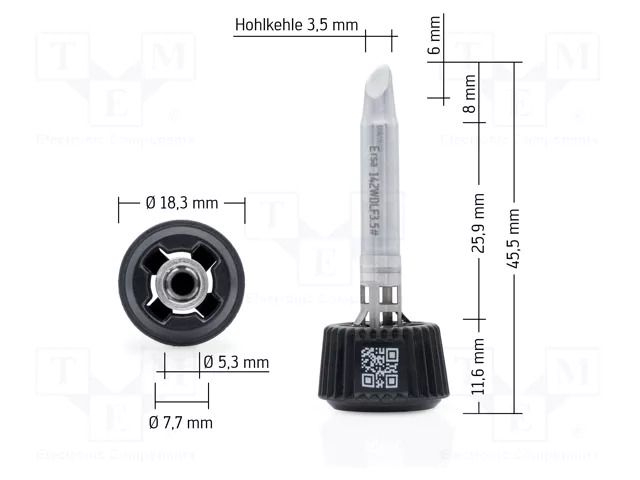 Tip; conical sloped; 3.5mm; longlife; for soldering station ERSA ERSA-0142WDLF35
