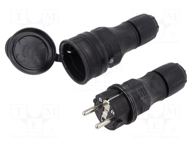 Connector: AC supply; male,female; socket,plug; 2P+PE; 250VAC; 16A PLASTROL W-98861