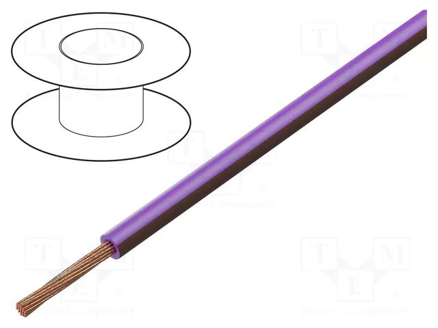 Wire; H05V-K,LgY; stranded; Cu; 1mm2; PVC; violet-brown; 300V,500V BQ CABLE LGY1.0-VI/BR