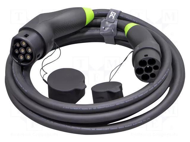 Cable: eMobility; 480V; 22kW; IP54; three-phase; Type 2,both sides GREEN CELL GC-EVKABGC02