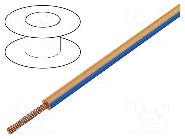 Wire; H05V-K,LgY; stranded; Cu; 0.75mm2; PVC; orange-blue; 100m BQ CABLE LGY0.75-OR/BL