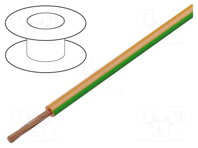 Wire; H05V-K,LgY; stranded; Cu; 0.35mm2; PVC; orange-green; 200m BQ CABLE LGY0.35-OR/GR