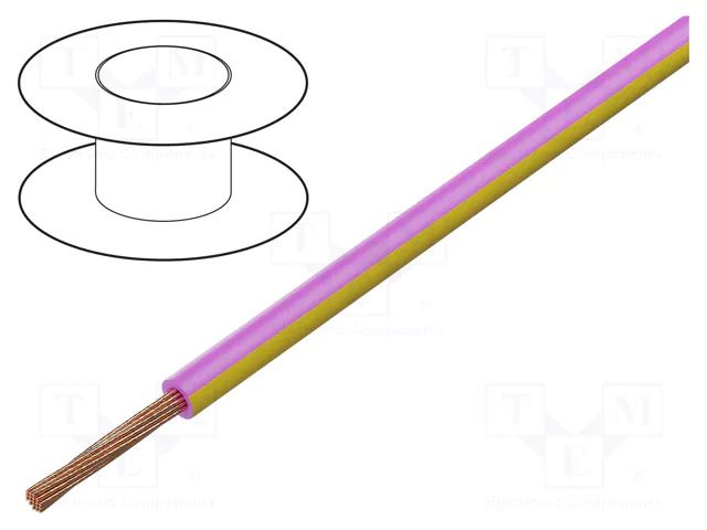 Wire; H05V-K,LgY; stranded; Cu; 1mm2; PVC; pink-yellow; 300V,500V BQ CABLE LGY1.0-PK/YL