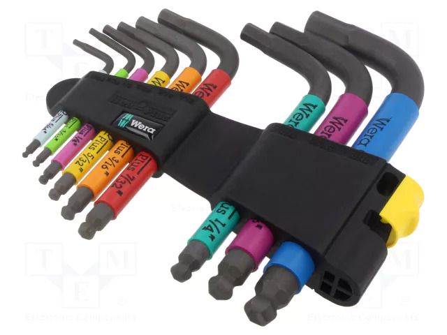 Wrench-set; inch,Hex Plus key,spherical; 9pcs. WERA WERA.05022641001