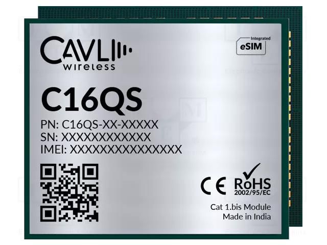 Module: LTE; Down: 5Mbps; Up: 10Mbps; LGA; SMD; GNSS,LTE CAT1bis CAVLI WIRELESS INCORPORATED C16QS-EA-GNAH