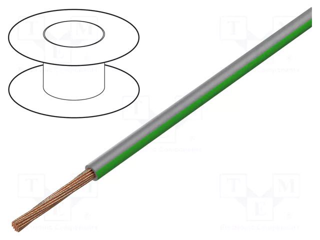 Wire; H05V-K,LgY; stranded; Cu; 1mm2; PVC; grey-green; 300V,500V BQ CABLE LGY1.0-GY/GR