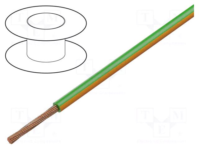 Wire; H05V-K,LgY; stranded; Cu; 0.35mm2; PVC; green-orange; 200m BQ CABLE LGY0.35-GR/OR