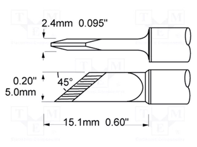 Tip; knife; 5mm; 421°C; for soldering station; SmartHeat® METCAL SFV-DRK45A