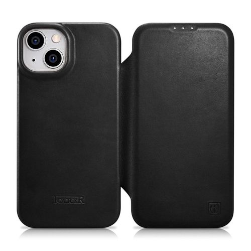 iCarer CE Oil Wax Premium Leather Folio Case Leather Case iPhone 14 Plus Magnetic Flip MagSafe Black (AKI14220707-BK), iCarer 6975092684497 6975092684497