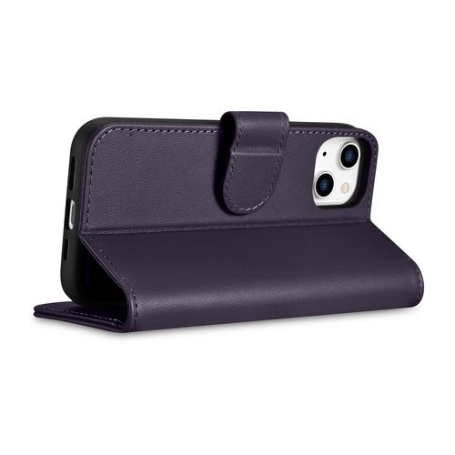 iCarer Wallet Case 2in1 Cover iPhone 14 Pro Anti-RFID Leather Flip Case Dark Purple (WMI14220726-DP), iCarer 6975092686262 6975092686262