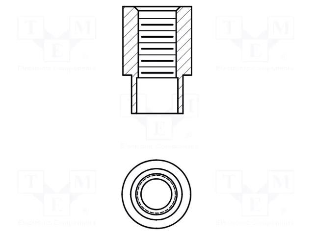 Screwed spacer sleeve; 2.77mm; Int.thread: UNC6-32; cylindrical KEYSTONE KEYS1546