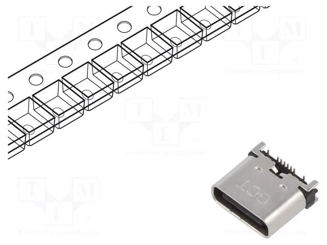 Connector: USB C; socket; SMT; PIN: 16; vertical; top board mount GCT USB4145-03-0070-C