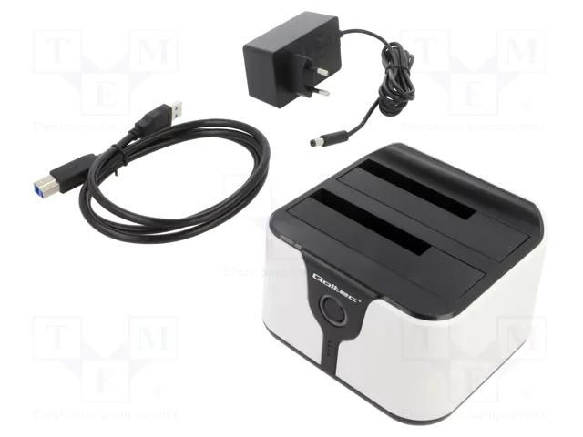 Docking station; PnP; USB 3.0; black QOLTEC QOLTEC-50309