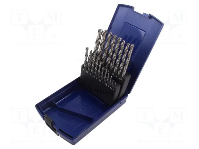 Drill set; for metal; high speed steel grounded HSS-G; 19pcs. DKM DKM-2804-2019