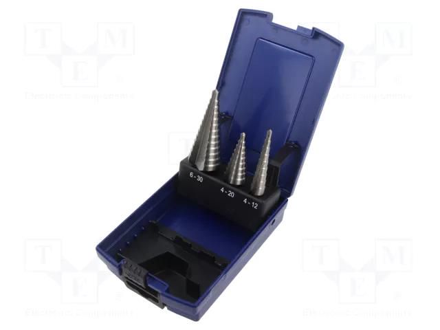 Drill set; step; high speed steel grounded HSS-G; tinware,metal DKM DKM-3200-0010