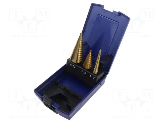 Drill set; step; high speed steel grounded HSS-G; tinware,metal DKM DKM-3201-0004