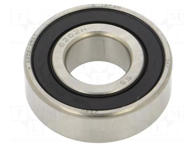 Bearing: single row deep groove ball; Øint: 15mm; Øout: 35mm SKF SKFW6202-2RSH