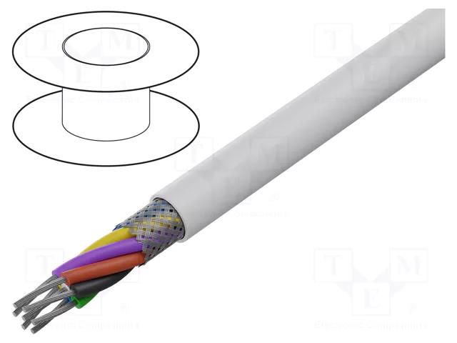 Wire; 10x30AWG; shielded,silver plated copper braid; PFA; white AGILINK MICROWIRES TAU-3019.10-B