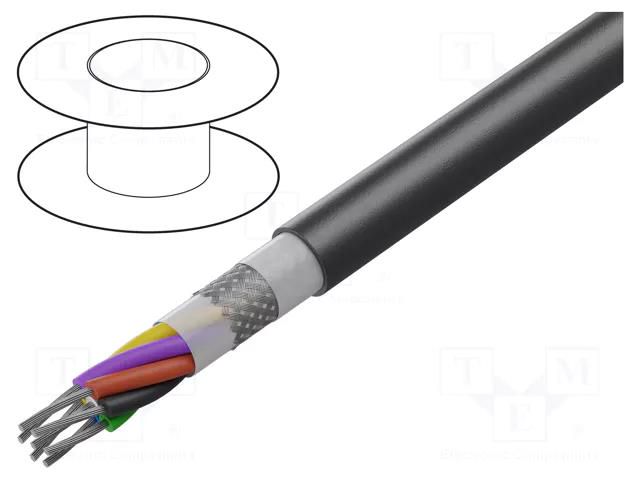 Wire; 7x30AWG; shielded,silver plated copper braid; black; 600V AGILINK MICROWIRES TPU-3019.07-A