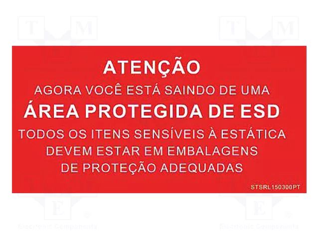 Information board; ESD; 150x300mm; red; Language: PT STATICTEC PRT-STSRL150300PT