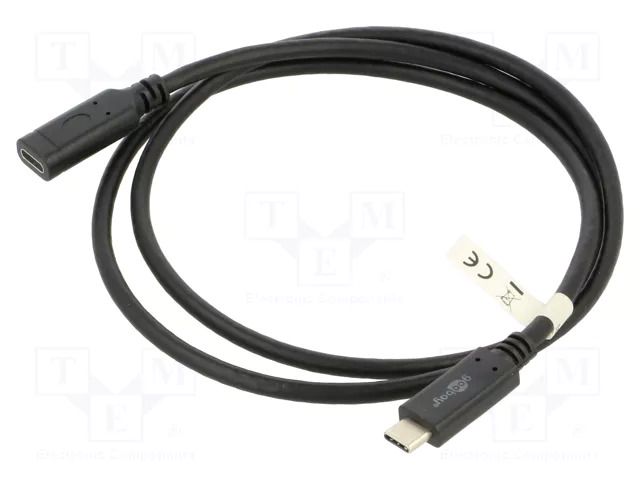 Cable; USB 3.1; USB C socket,USB C plug; 1m; black; Øcable: 5mm GOOBAY GOOBAY-45393