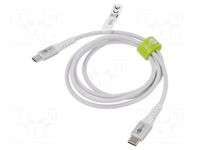 Cable; USB 2.0; USB C plug,both sides; 1m; white; silicone; 60W; 3A GOOBAY GOOBAY-70193