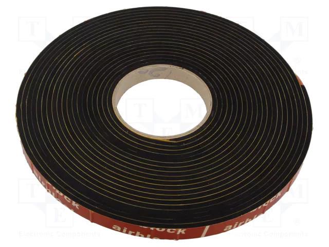 Gasket; EPDM; Thk: 4mm; black; L: 10m; W: 15mm RST ROZTOCZE USPE-15.04-10M