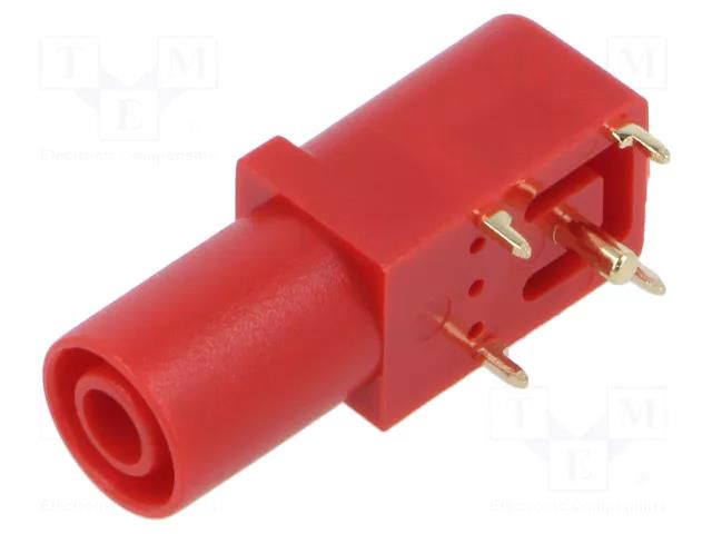 Connector: 4mm banana; socket; 24A; 33.6mm; red; gold-plated MUELLER ELECTRIC BU-163-2