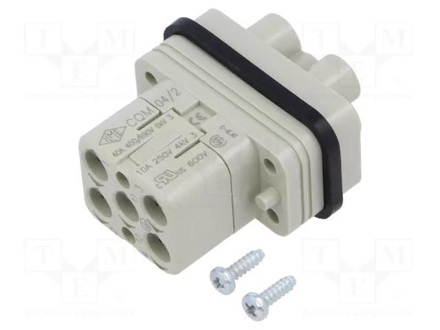 Connector: HDC; contact insert; male; CQ; PIN: 4; 40A; 600V; 4+PE ILME CQM04/2