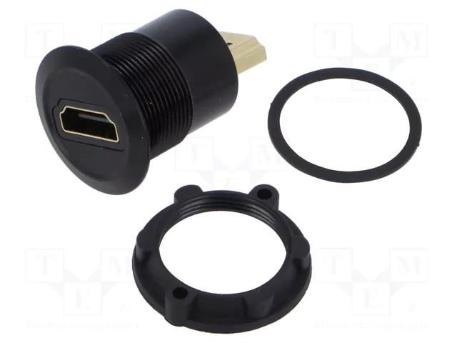 Adapter; for panel mounting,rear side nut; Body: black; 1÷10mm ONPOW HDMI-01-BK