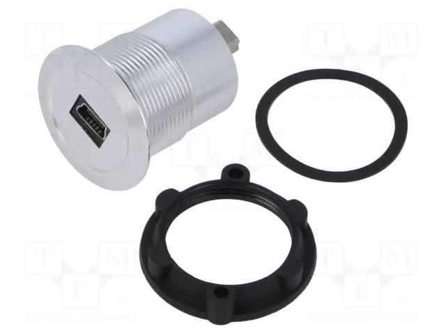 Adapter; for panel mounting,rear side nut; Thread: M22; 1÷10mm ONPOW MINI-USB-01