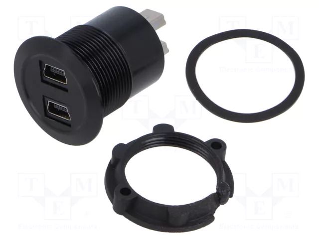 Adapter; USB B mini socket x2,USB B mini plug x2; USB 2.0 ONPOW MINI-USB-04-BK