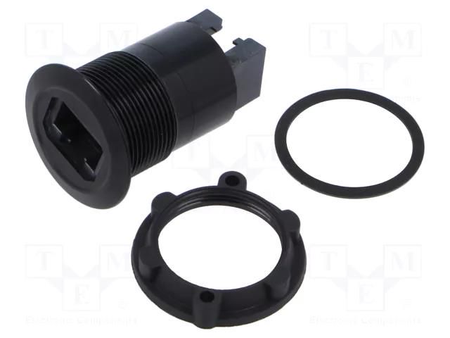 Adapter; for panel mounting,rear side nut; Body: black; 1÷10mm ONPOW RJ45-02-BK