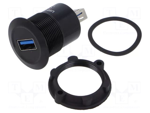 Adapter; USB A socket,both sides; USB 3.0; Thread: M22; 1÷10mm ONPOW USB-08-BK