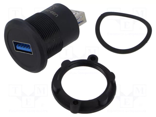 Adapter; USB A socket,both sides; USB 3.0; Thread: M22; 1÷10mm ONPOW USB-08C-BK
