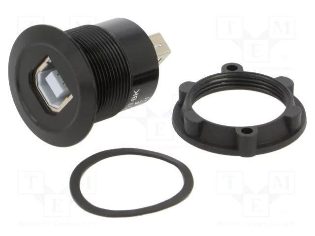 Adapter; USB A socket,USB B socket; USB 2.0; Thread: M22; 1÷10mm ONPOW USB-03-BK