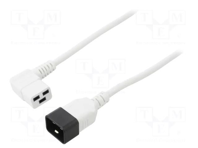 Cable; 3x1.5mm2; IEC C19 female angled,IEC C20 male; PVC; 1.8m LIAN DUNG WN116-3/15/1.8WH