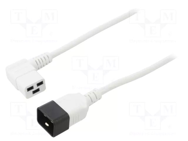 Cable; 3x1.5mm2; IEC C19 female angled,IEC C20 male; PVC; 1m LIAN DUNG WN116-3/15/1WH