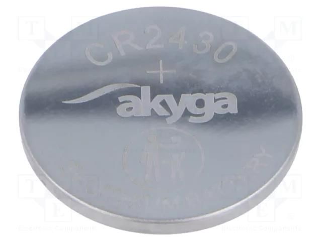 Battery: lithium; CR2430,coin; 3V; 270mAh; non-rechargeable AKYGA BATTERY BAT-CR2430/A