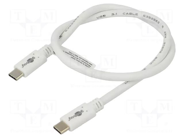 Cable; USB 3.2; USB C plug,both sides; 0.5m; white; 5Gbps; 60W Goobay USB.C-PD60-0.5WH