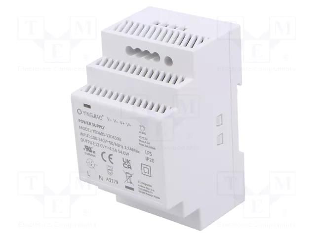 Power supply: switching; for DIN rail; 54W; 12VDC; 4.5A; 90÷264VAC YINGJIAO YSD60S-60-12