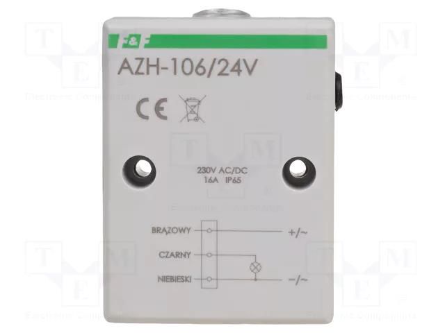 Twilight switch; wall mount; 24VAC; 24VDC; SPST-NO; IP65; 16A; AZH F&F AZH-106-24V