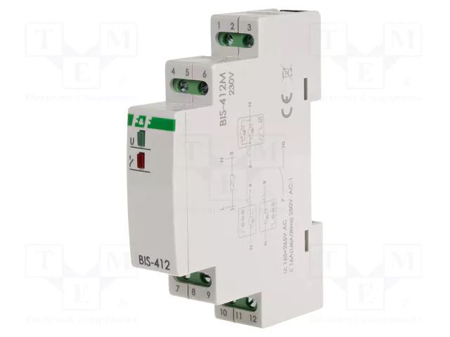 Relay: installation; bistable,impulse; NO/NC; 16A; -25÷50°C; IP20 F&F BIS-412M