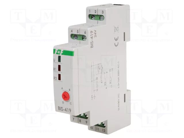 Relay: installation; bistable,impulse; NO/NC x2; 16A; -25÷50°C F&F BIS-419-24V