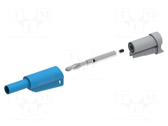 Connector: 4mm banana; plug; 36A; 1kVAC; blue; insulated; 58.9mm ELECTRO-PJP PJP1076-BL