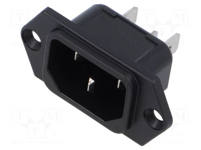 Connector: AC supply; socket; male; 10A; 250VAC; C14 (E); 6100-3 SCHURTER 3-144-632
