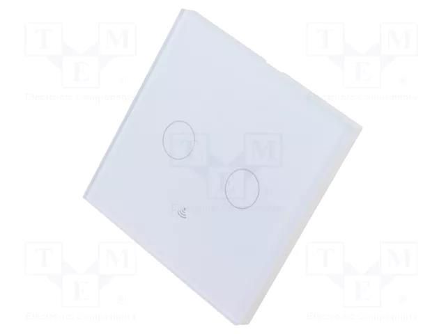 Touch switch; 200÷240VAC; No.of butt: 2; white; tempered glass MOES WRS-EU2-L-WH-MS