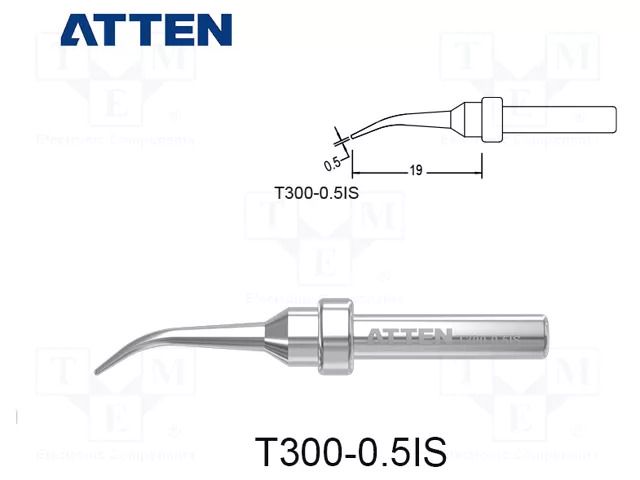 Tip; bent conical; 0.5mm; for  soldering iron ATTEN T300-0.5IS