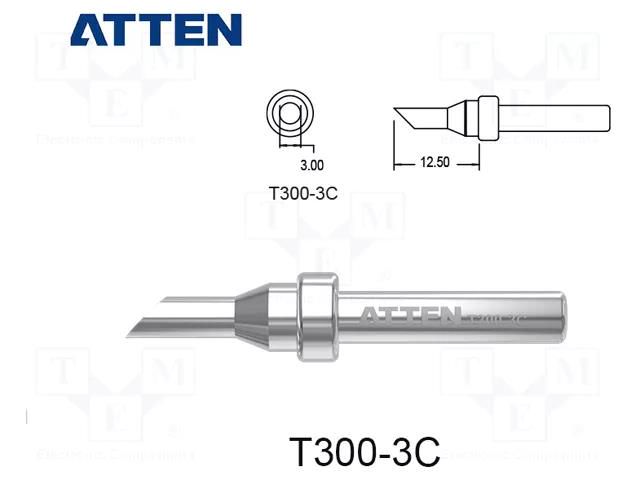 Tip; hoof; 3mm; for  soldering iron ATTEN T300-3C