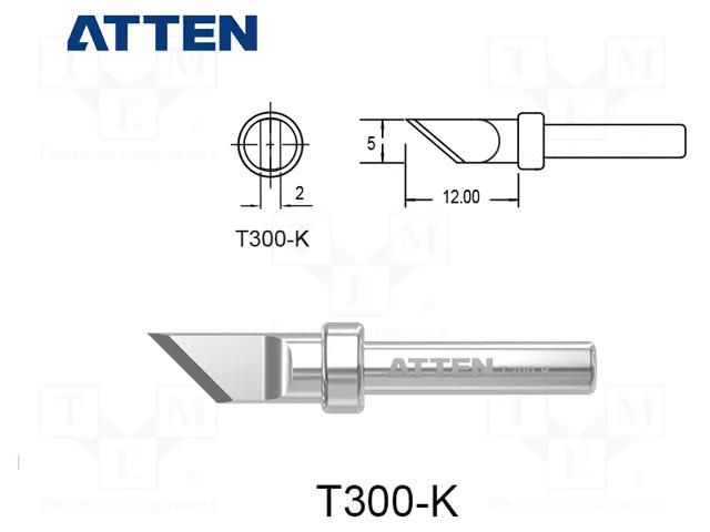 Tip; knife; 5mm; for  soldering iron ATTEN T300-K